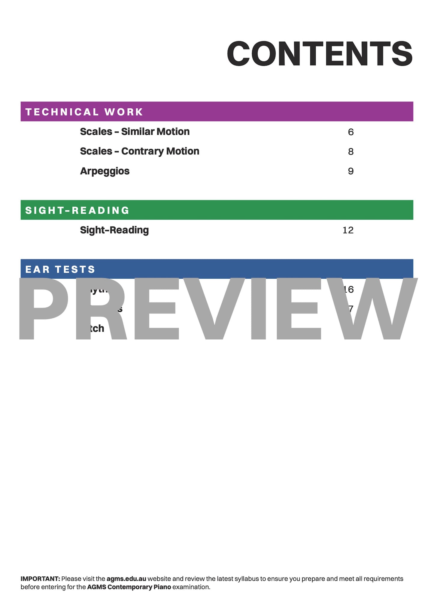 Contemporary Piano Mastery Series 1 – Third Grade: Technical, Sight-Reading & Ear Test Workbook