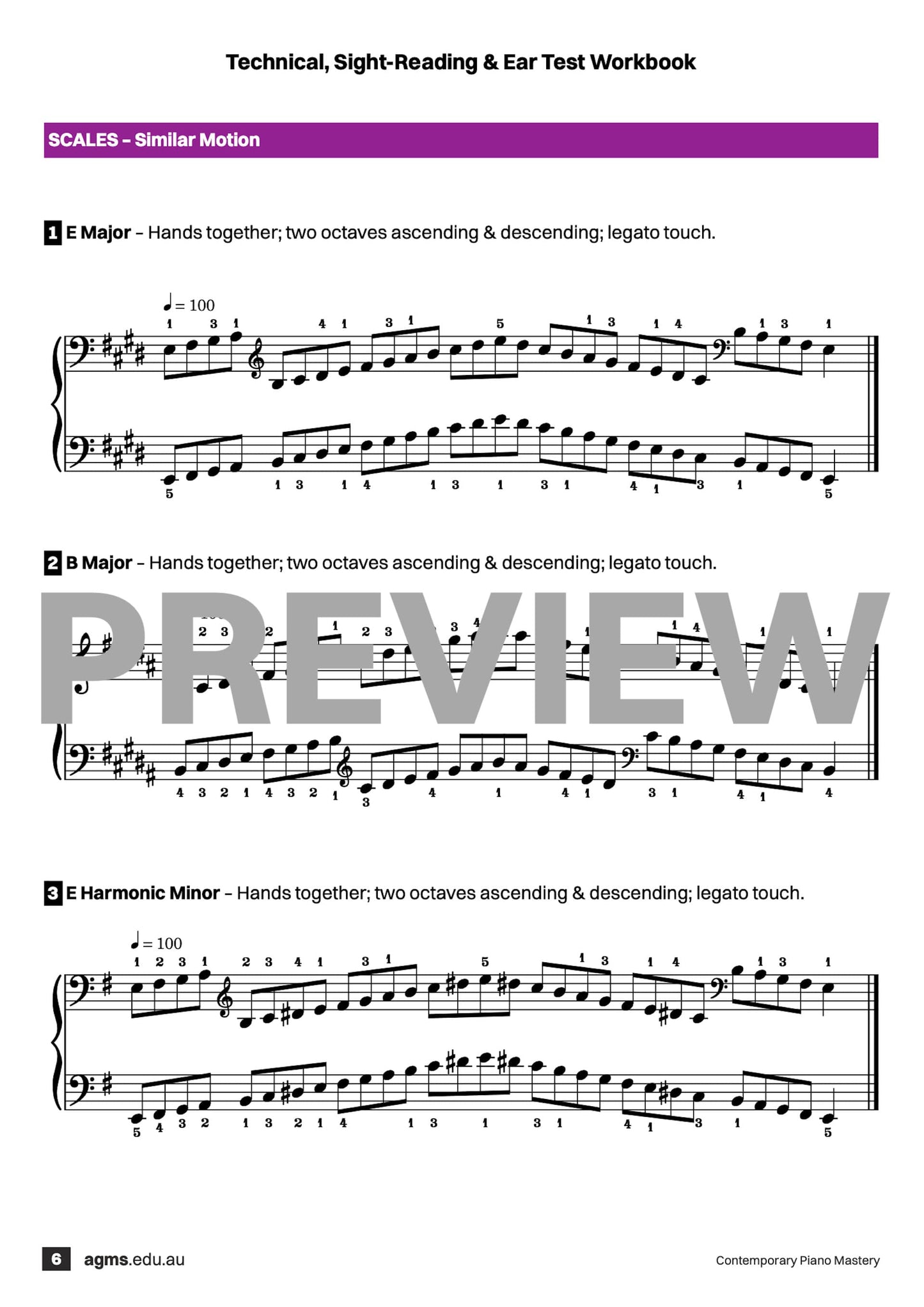 Contemporary Piano Mastery Series 1 – Third Grade: Technical, Sight-Reading & Ear Test Workbook