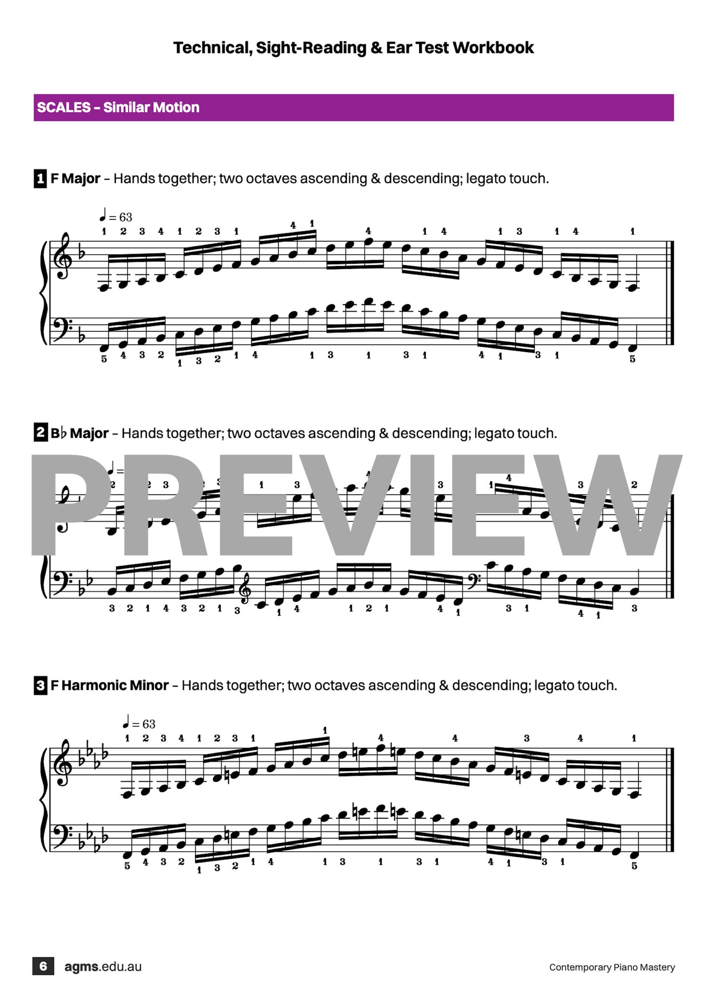 Contemporary Piano Mastery Series 1 – Fourth Grade: Technical, Sight-Reading & Ear Test Workbook