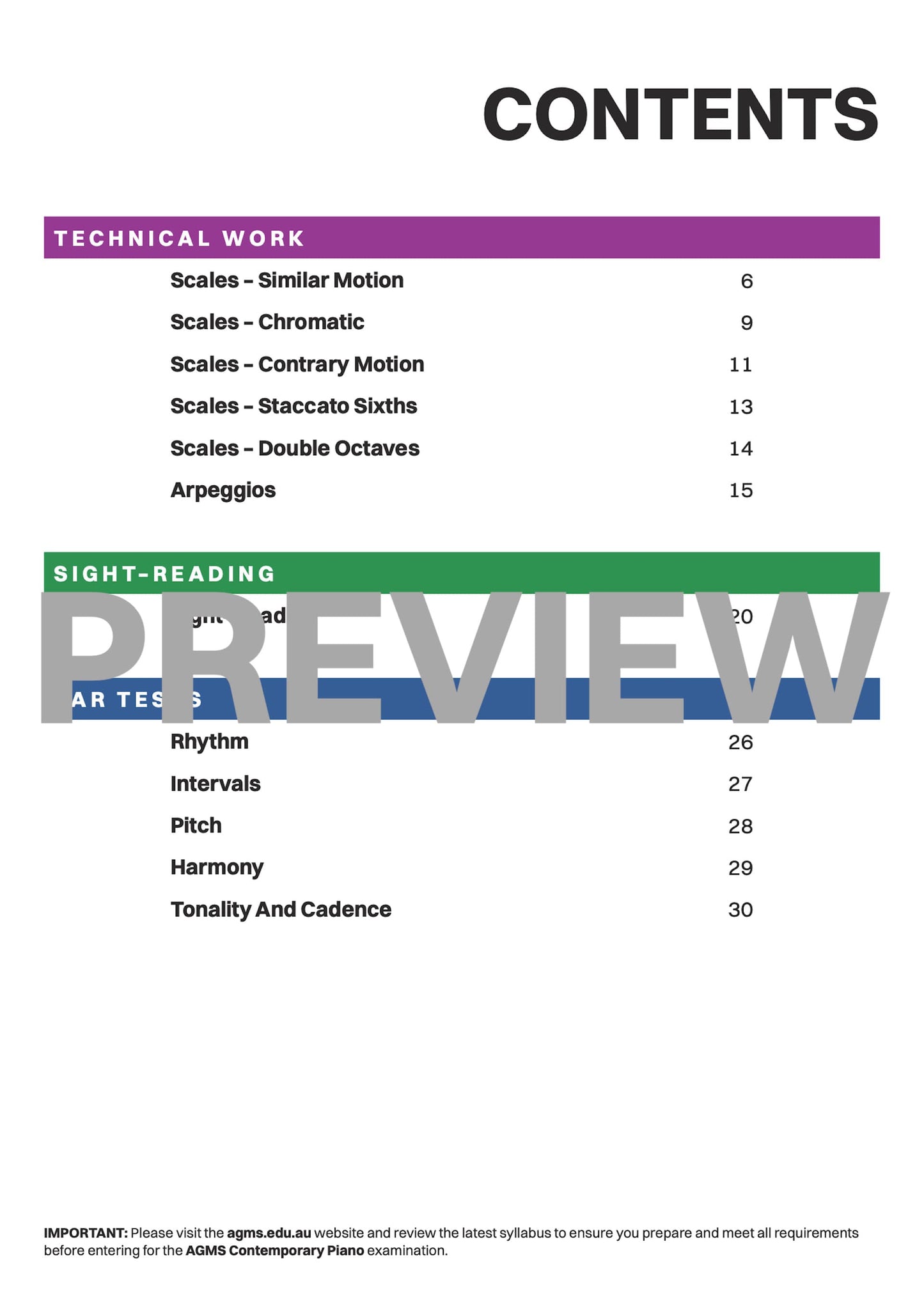 Contemporary Piano Mastery Series 1 – Sixth Grade: Technical, Sight-Reading & Ear Test Workbook