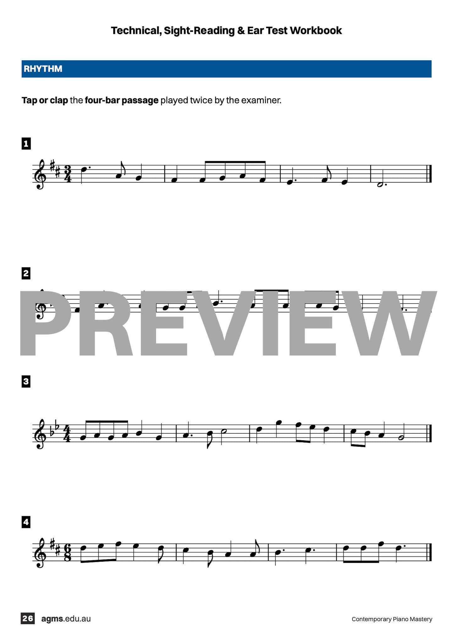 Contemporary Piano Mastery Series 1 – Sixth Grade: Technical, Sight-Reading & Ear Test Workbook