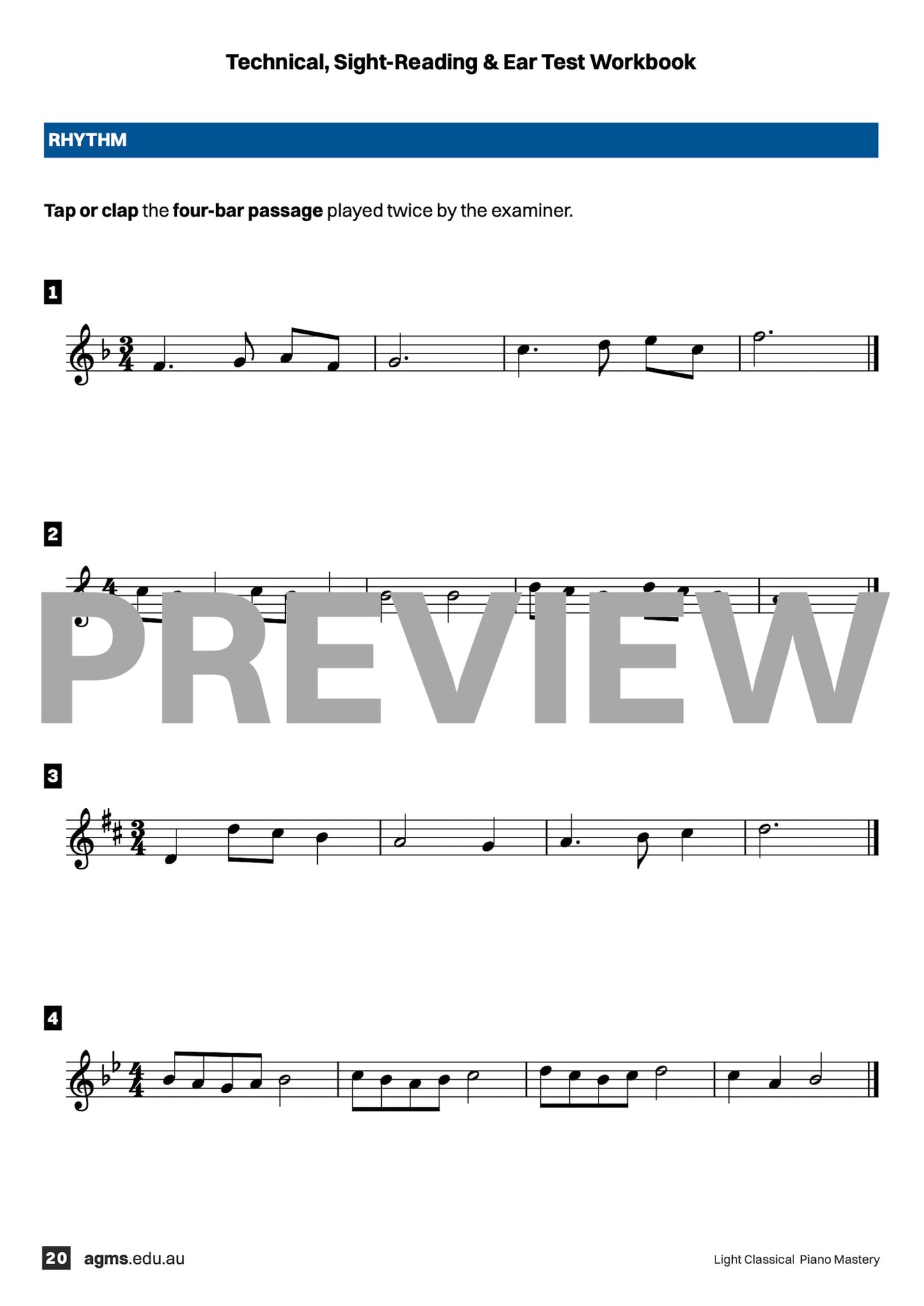 Light Classical Piano Mastery Series 1 – Fourth Grade: Technical, Ear & Sight-Reading Workbook