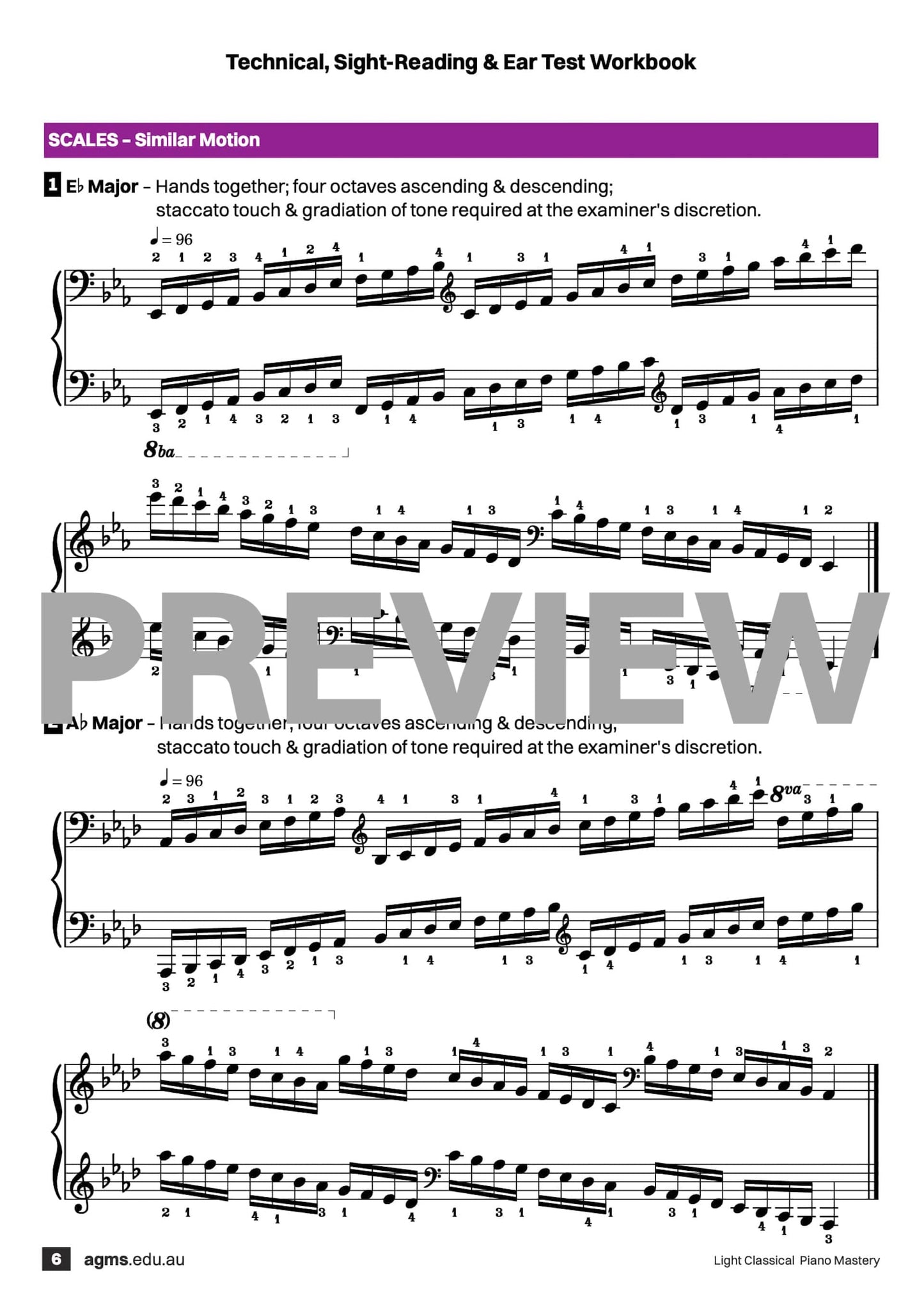 Light Classical Piano Mastery Series 1 – Sixth Grade: Technical, Ear & Sight-Reading Workbook
