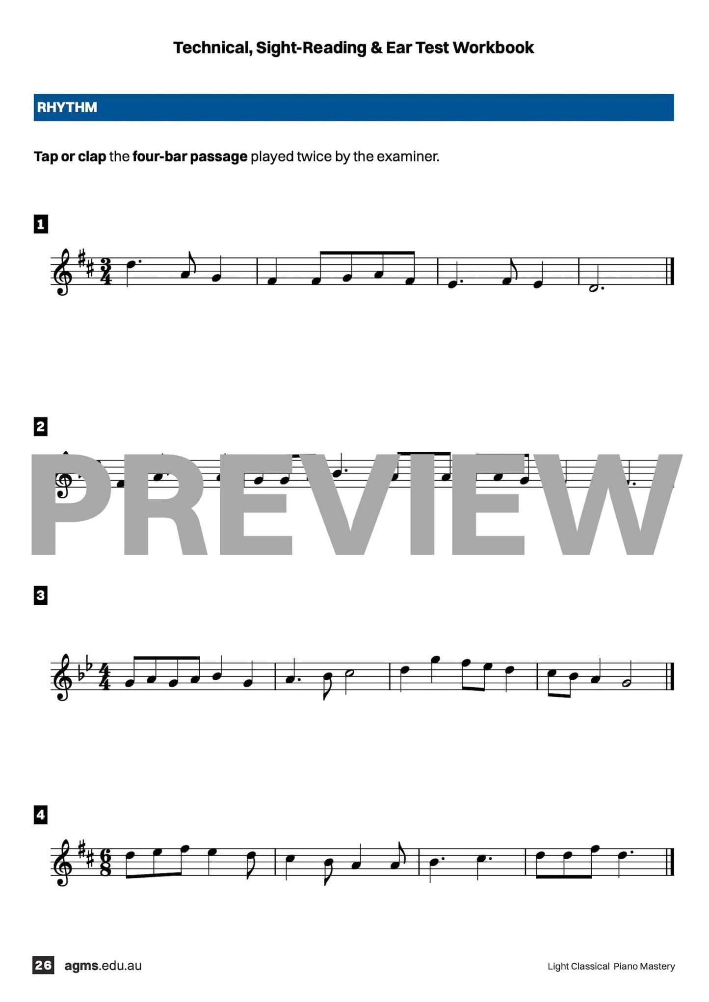 Light Classical Piano Mastery Series 1 – Sixth Grade: Technical, Ear & Sight-Reading Workbook