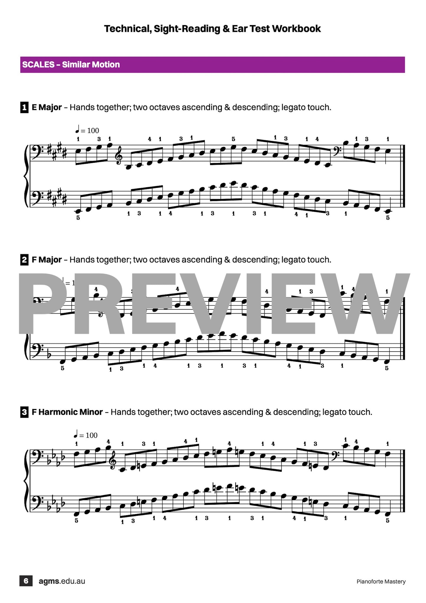 Pianoforte Mastery Series 1 – Third Grade: Technical, Ear & Sight-Reading Workbook
