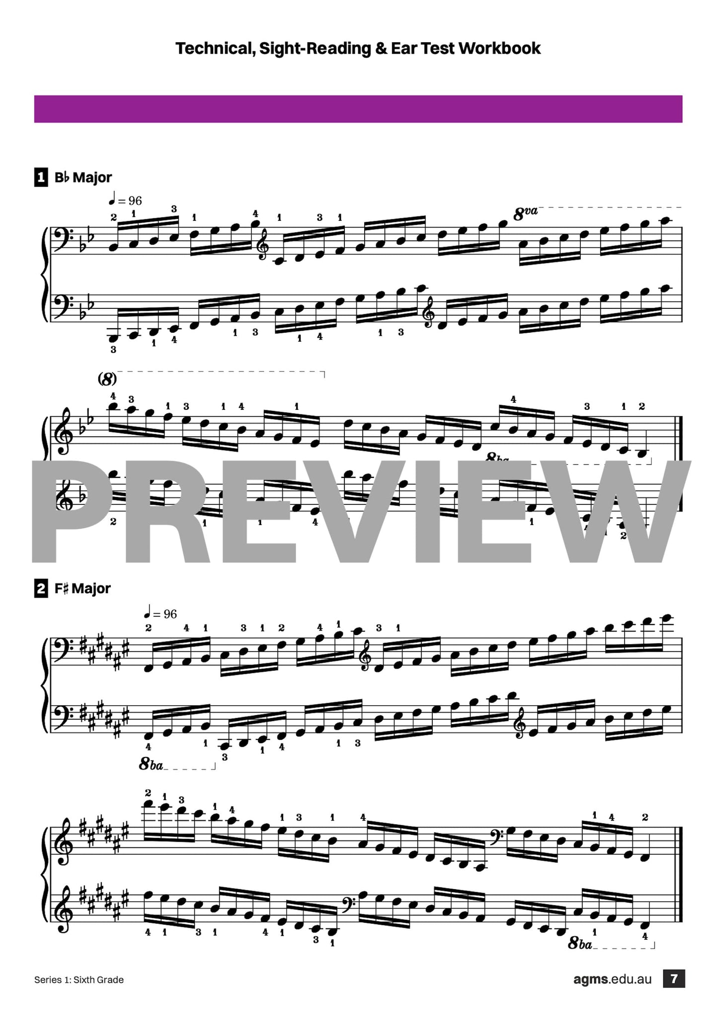 Pianoforte Mastery Series 1 – Sixth Grade: Technical, Ear & Sight-Reading Workbook