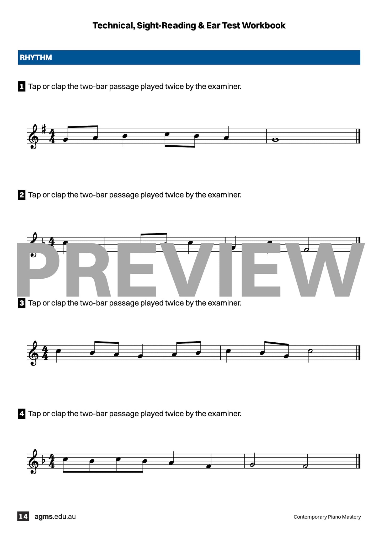 Contemporary Piano Mastery Series 1 – First Grade: Technical, Sight-Reading & Ear Test Workbook