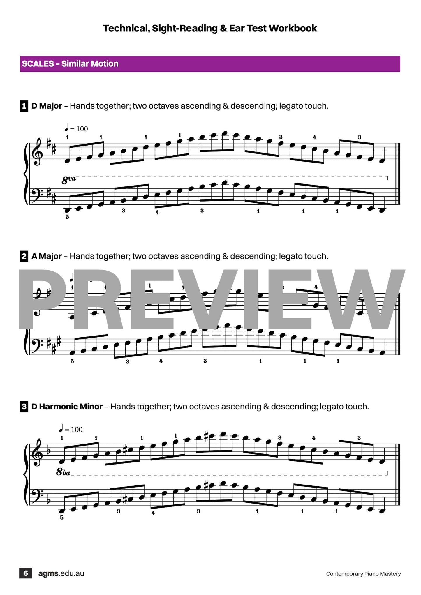 Contemporary Piano Mastery Series 1 – Second Grade: Technical, Sight-Reading & Ear Test Workbook