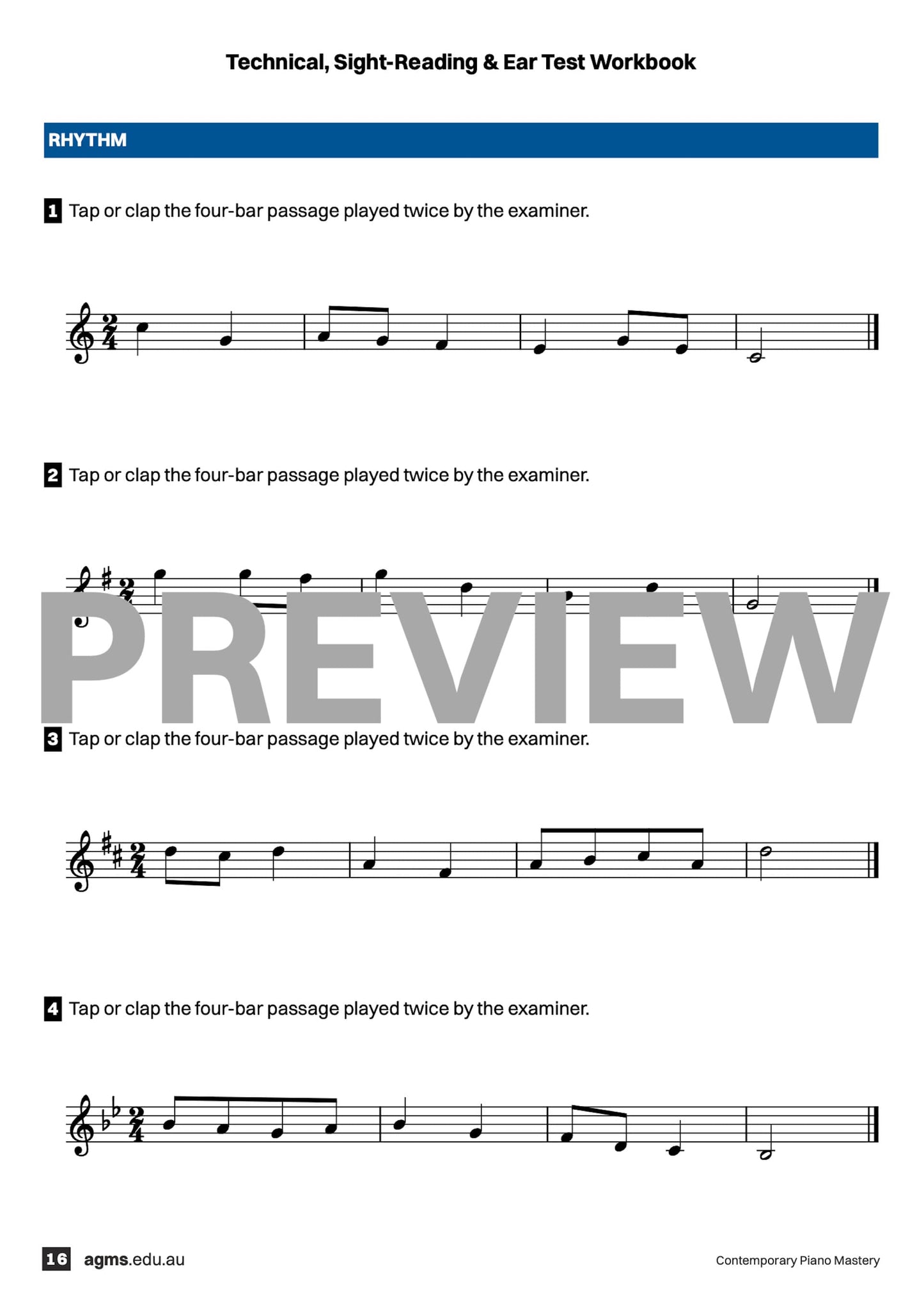 Contemporary Piano Mastery Series 1 – Second Grade: Technical, Sight-Reading & Ear Test Workbook