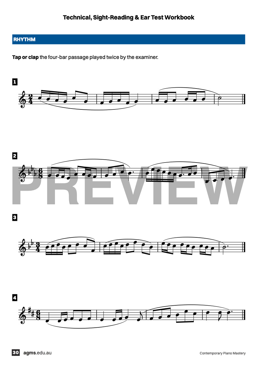 Contemporary Piano Mastery Series 1 – Seventh Grade: Technical, Sight-Reading & Ear Test Workbook