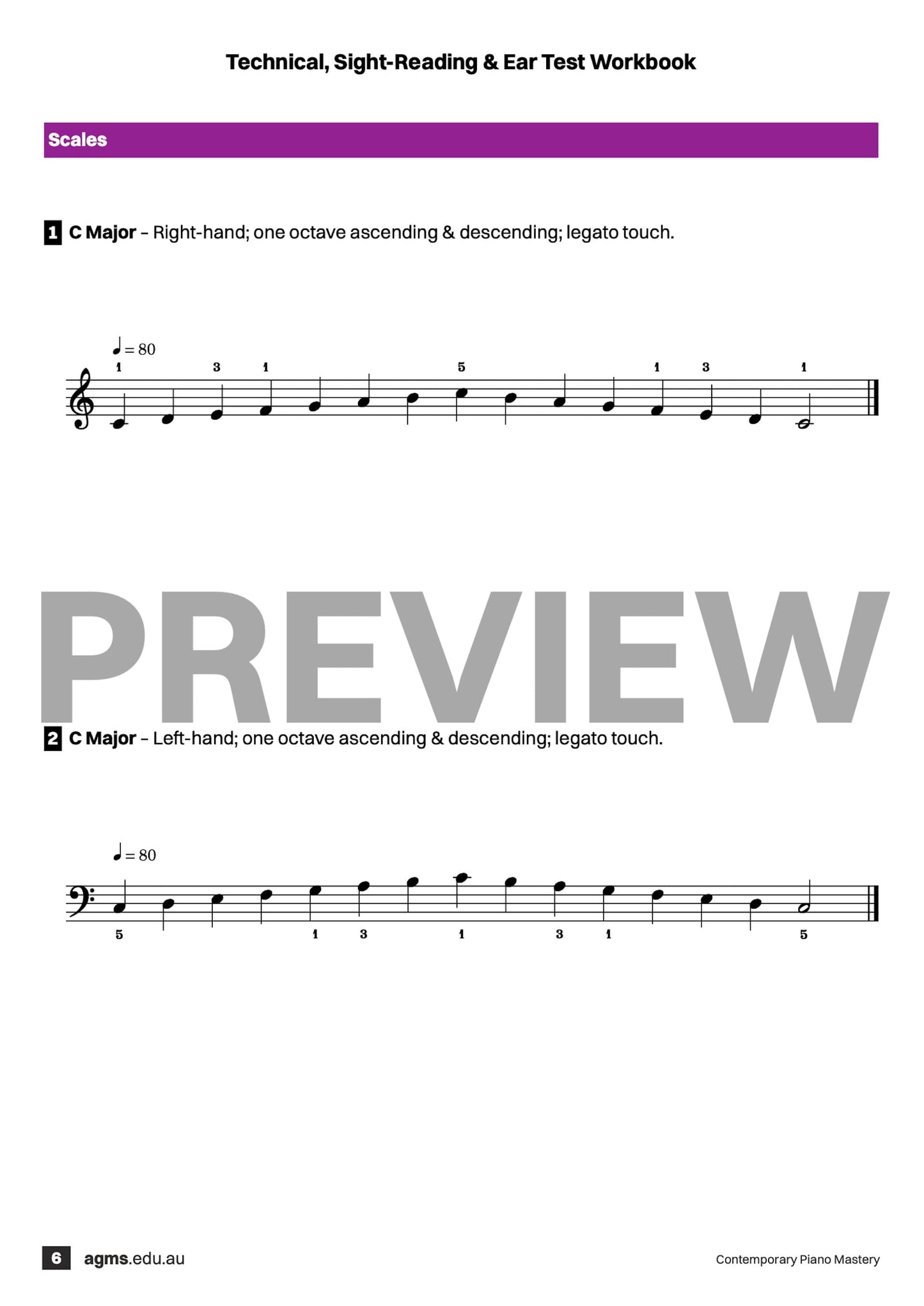 Contemporary Piano Mastery Series 1 – Preparatory Step One: Technical, Sight-Reading & Ear Test Workbook