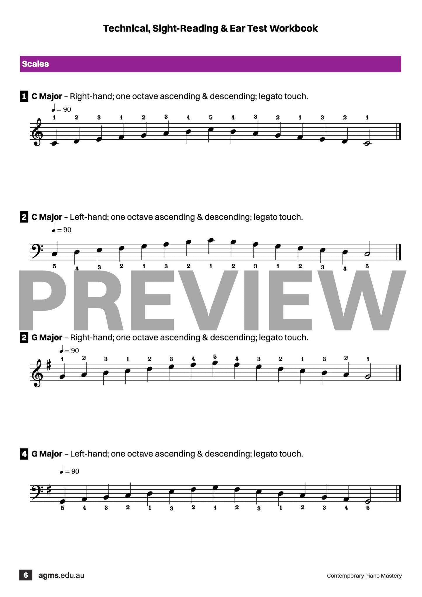 Contemporary Piano Mastery Series 1 – Elementary Step Two: Technical, Sight-Reading & Ear Test Workbook