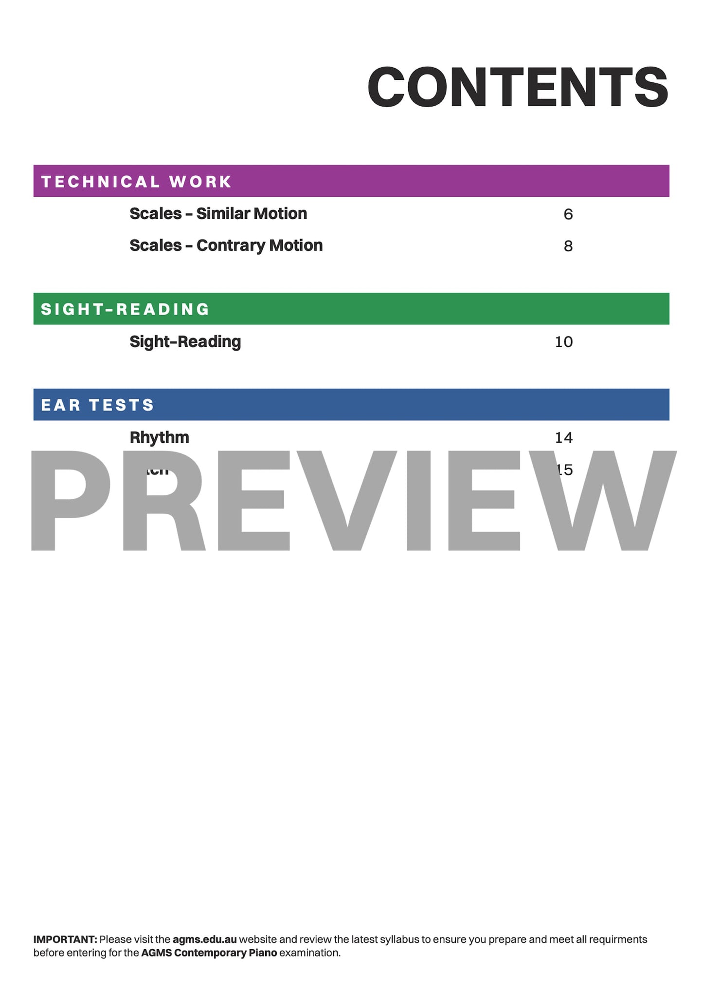 Contemporary Piano Mastery Series 1 – Preliminary Step Three: Technical, Sight-Reading & Ear Test Workbook