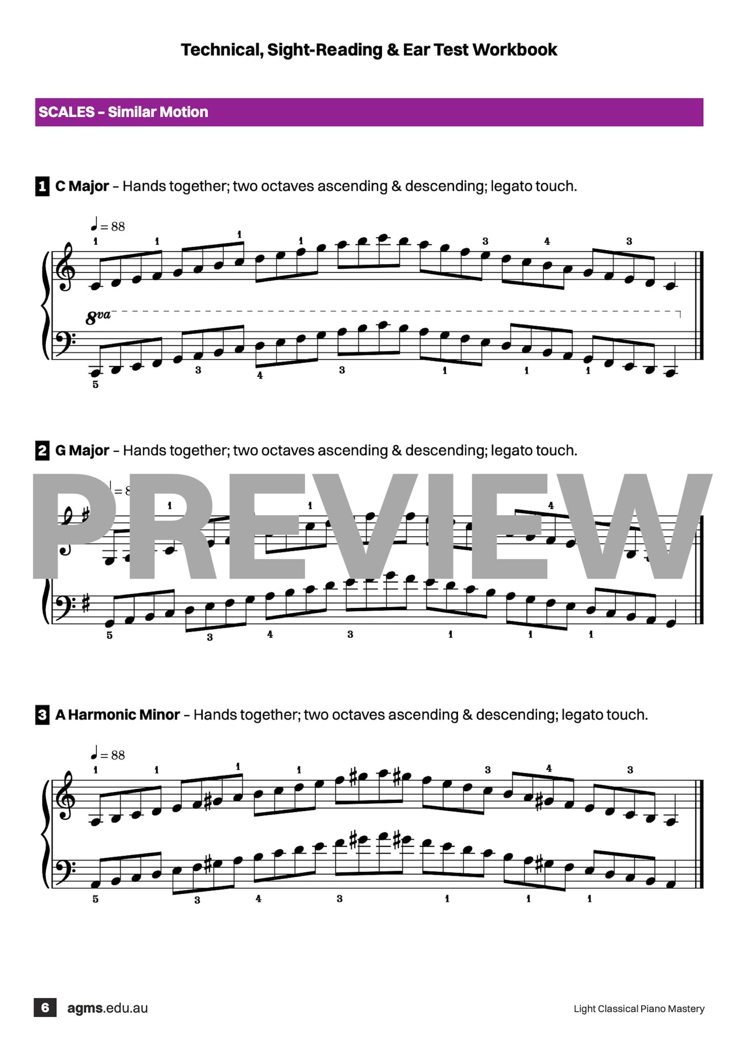 Light Classical Piano Mastery Series 1 – First Grade: Technical, Ear & Sight-Reading Workbook