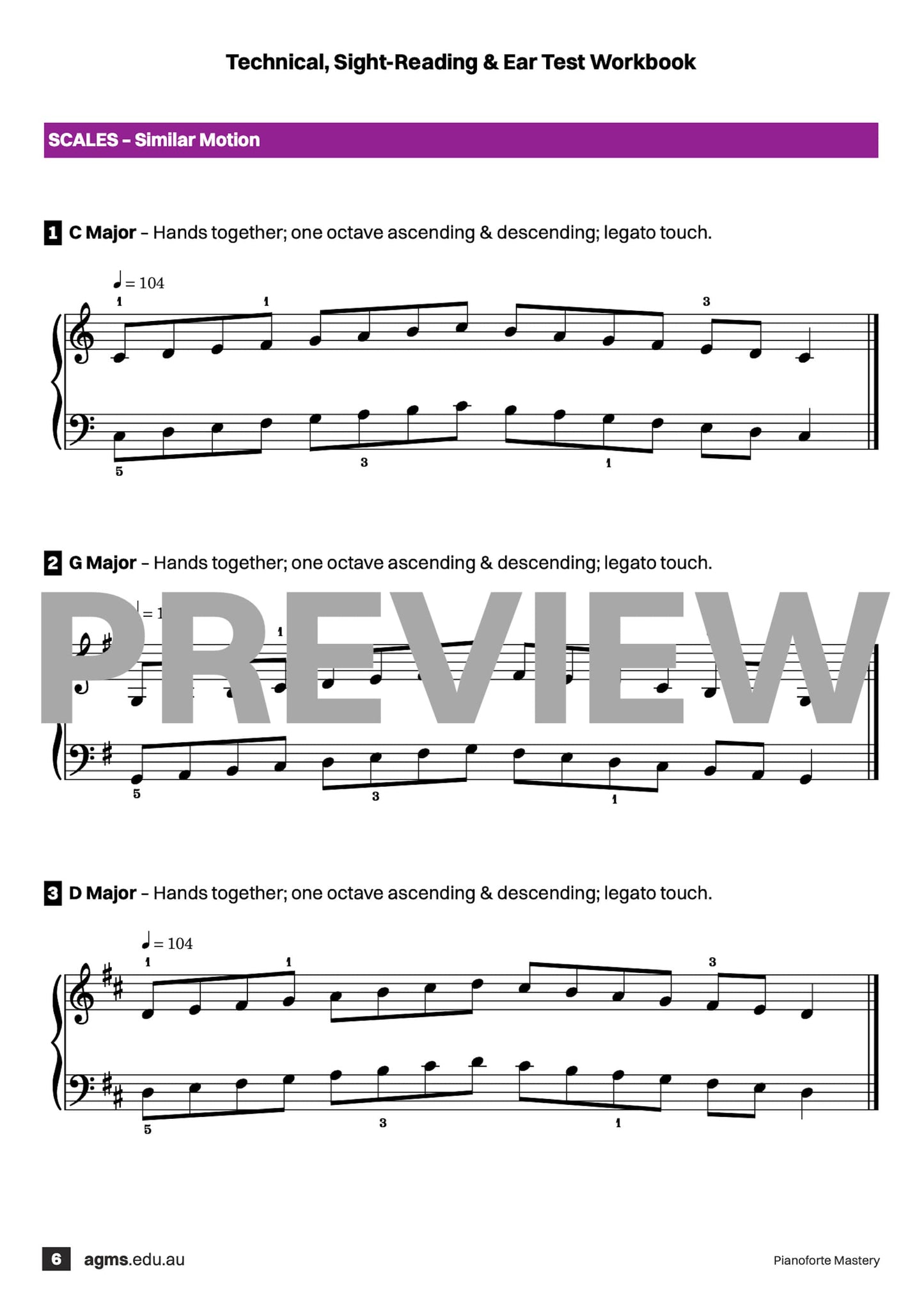 Pianoforte Mastery Series 1 – First Grade: Technical, Ear & Sight-Reading Workbook