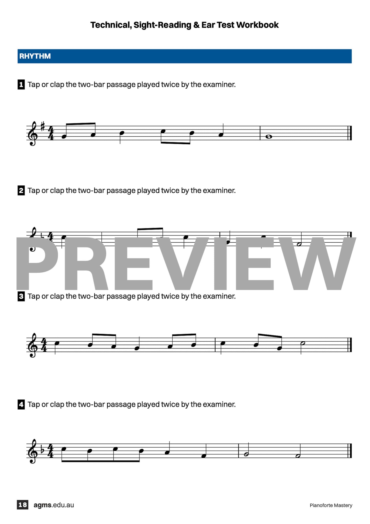 Pianoforte Mastery Series 1 – First Grade: Technical, Ear & Sight-Reading Workbook