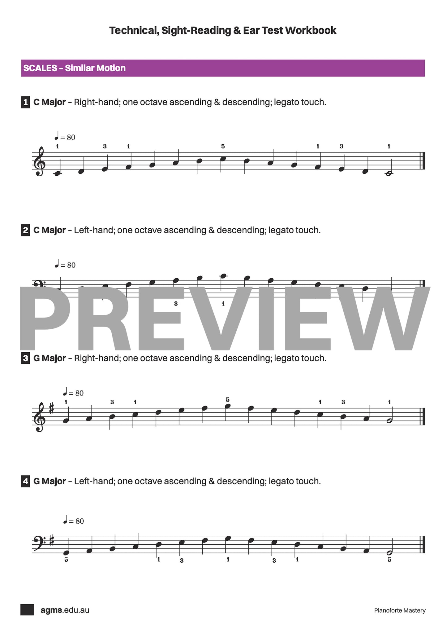 Pianoforte Mastery Series 1 – Preparatory Step One: Technical, Ear & Sight-Reading Workbook