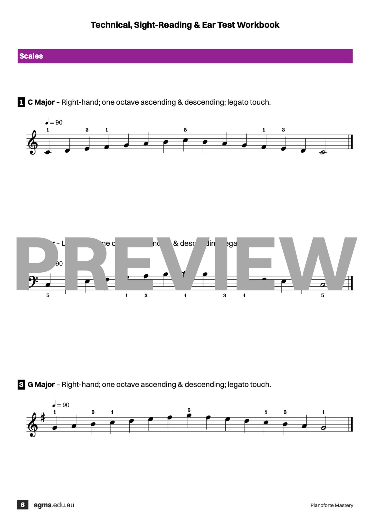 Pianoforte Mastery Series 1 – Elementary Step Two: Technical, Ear & Sight-Reading Workbook