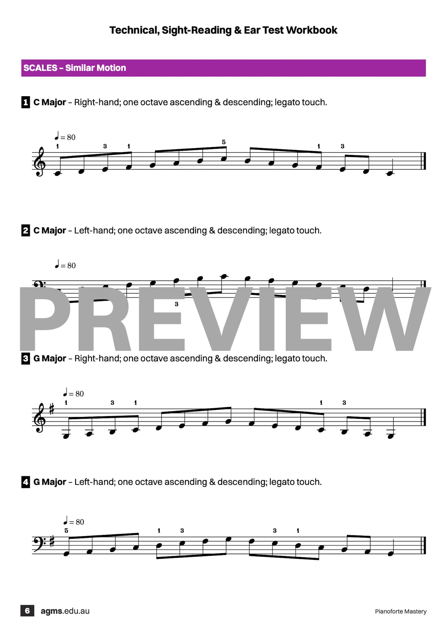 Pianoforte Mastery Series 1 – Preliminary Step Three: Technical, Ear & Sight-Reading Workbook